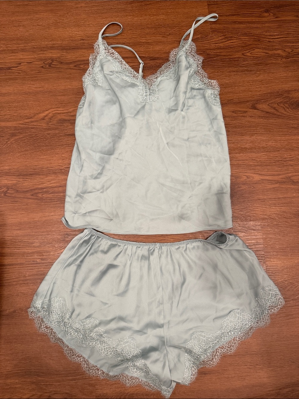 Victoria's Secret Sage Lace-Trim Cami & Shorts Sleep Set